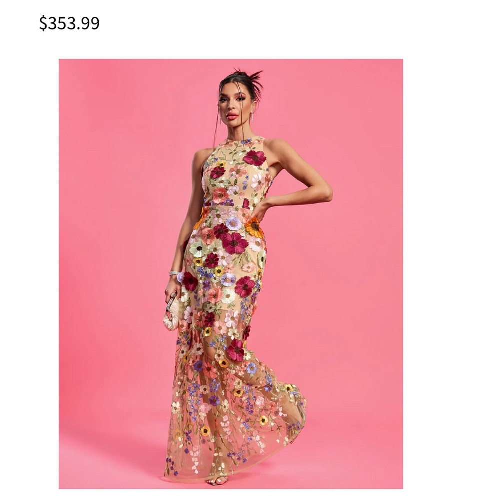 Maraya Floral Applique Maxi Dress